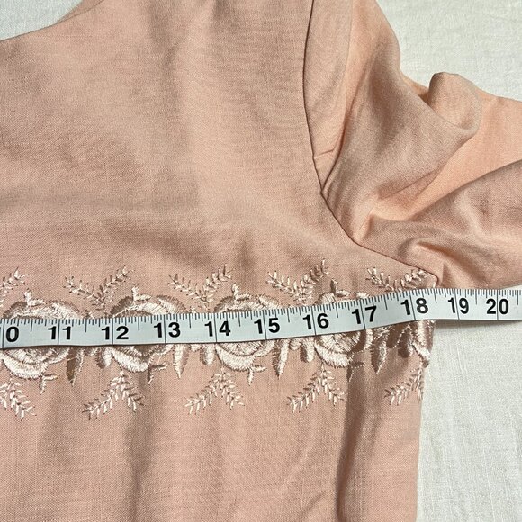 VTG Oberon Pink Embroidered Sheath Dress Women's Size 10 Linen Blend Floral - Picture 7 of 11